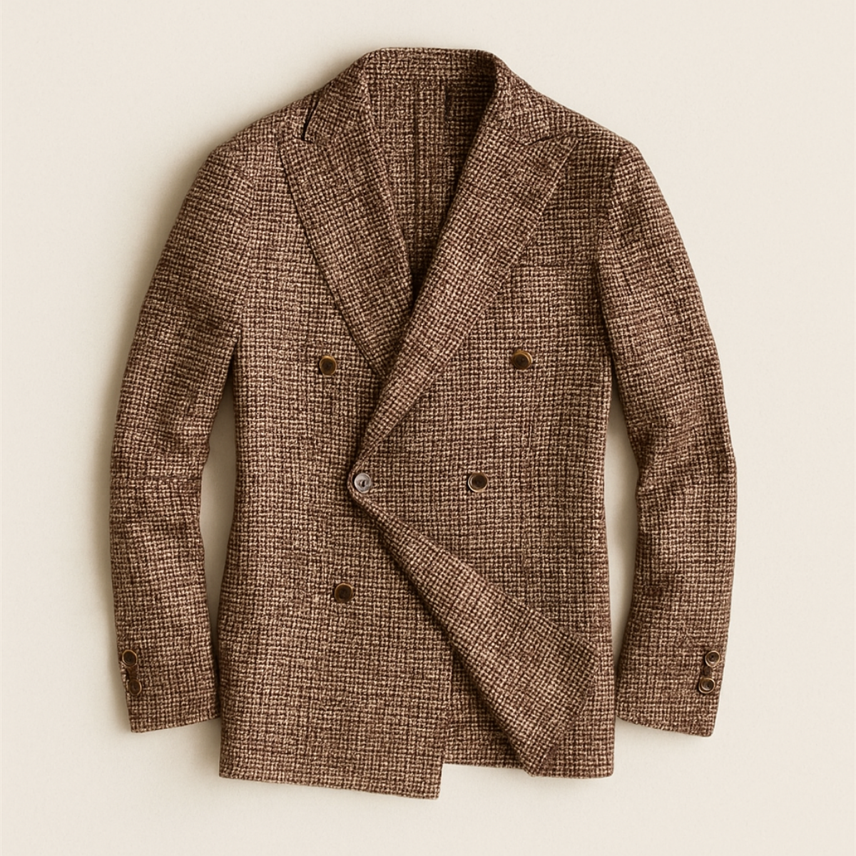 Herre Dobbeltbrystet Ternet Blazer – Skræddersyet Smart Casual Jakke