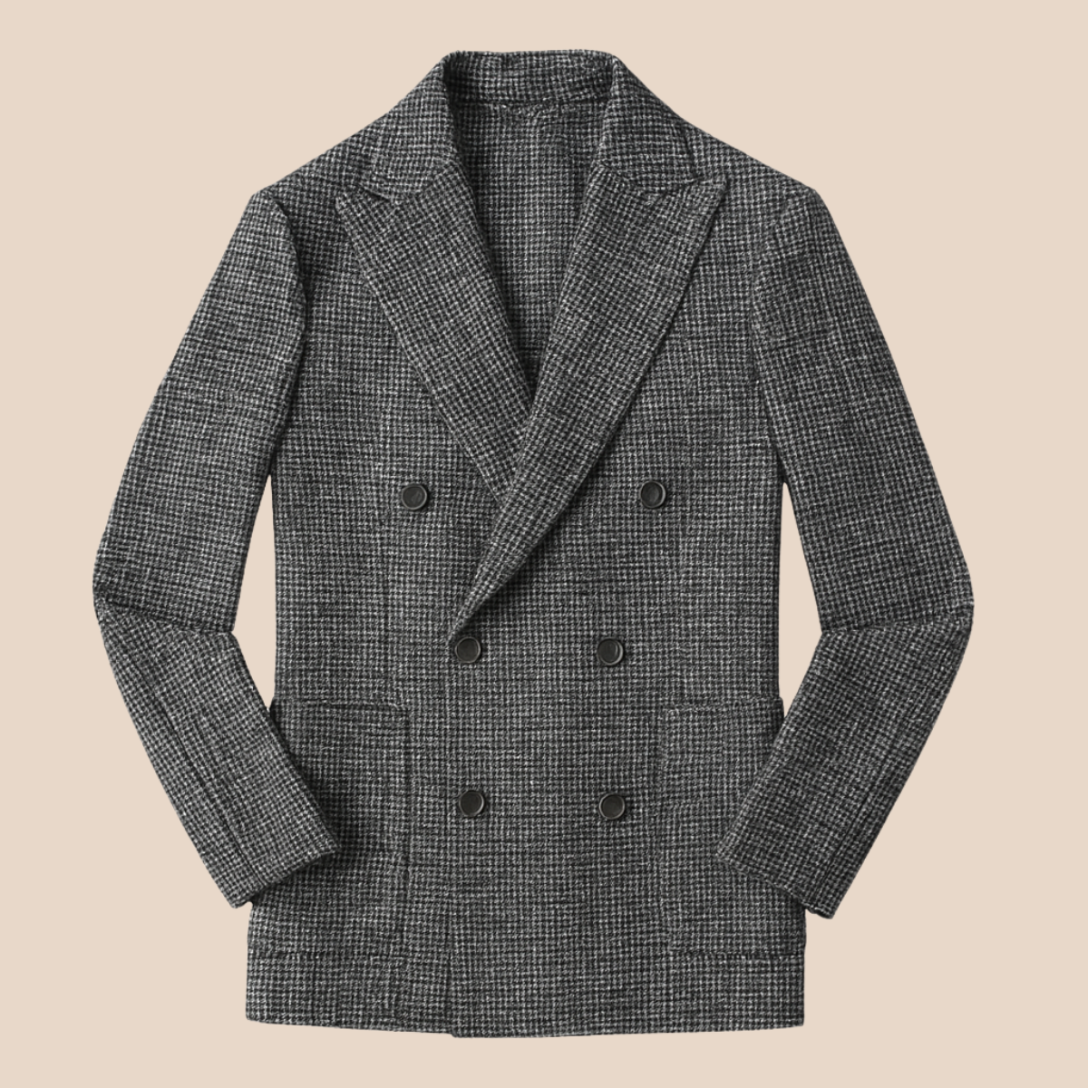 Herre Dobbeltbrystet Ternet Blazer – Skræddersyet Smart Casual Jakke