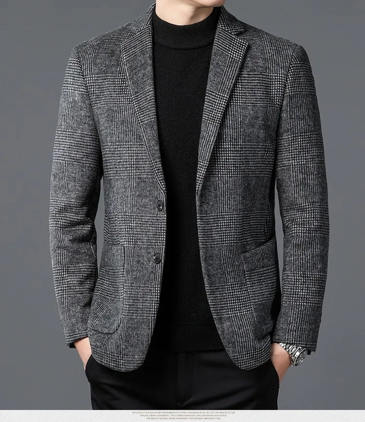 Herres Glen Check Blazer – To-Knap, Notch Lapel, Patcheslommer
