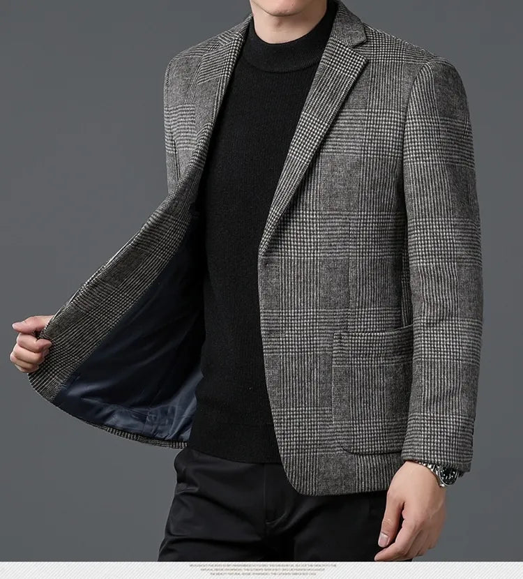 Herres Glen Check Blazer – To-Knap, Notch Lapel, Patcheslommer
