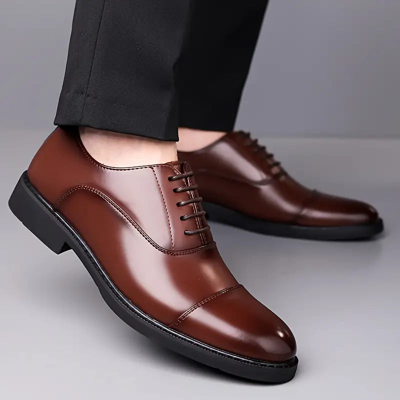 Mænds Glinsende Oxfords – Klassiske Snørebånds Forretningssko