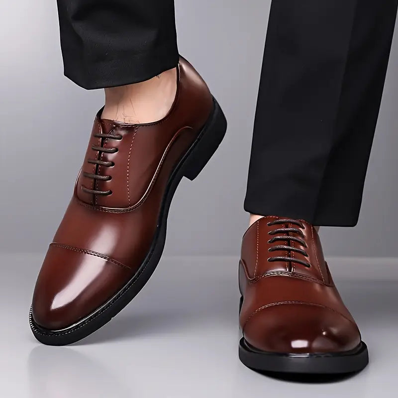 Mænds Glinsende Oxfords – Klassiske Snørebånds Forretningssko