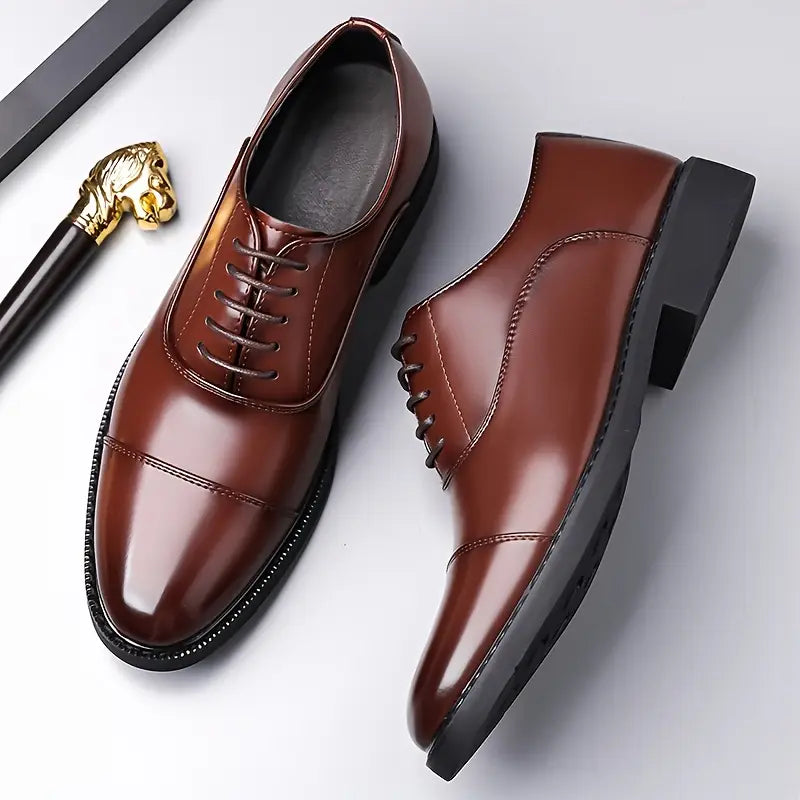 Mænds Glinsende Oxfords – Klassiske Snørebånds Forretningssko