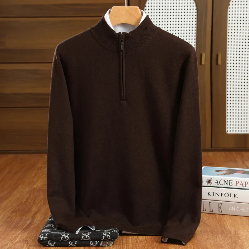 Herre Halv-Zip Mock Neck Pullover – Skræddersyet Pasform