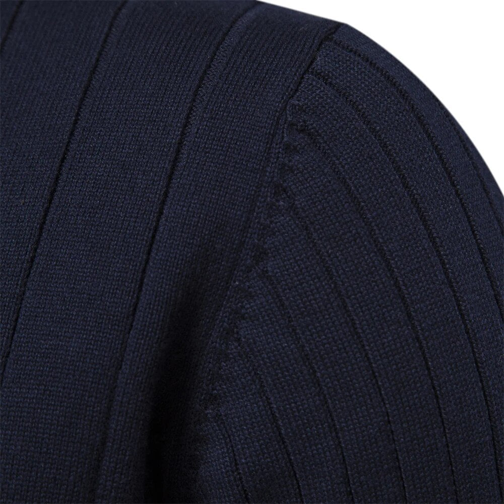 Herre Halv Zip Sweater – Ribbet, Mock Neck Stil