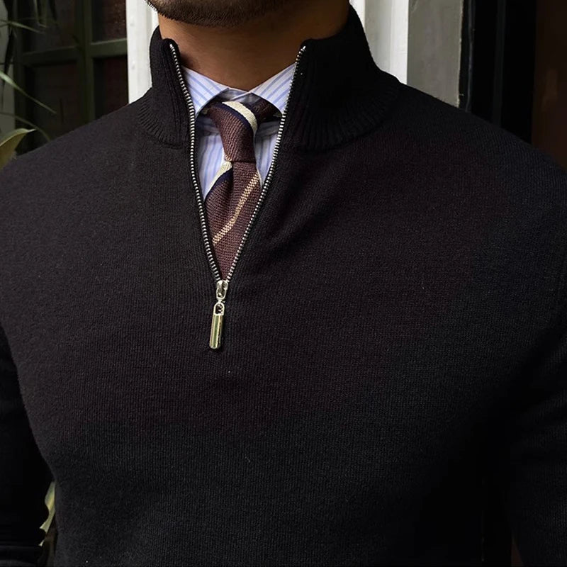 Herre Halv Zip Sweater – Smart Casual Efterår Vinter Strik