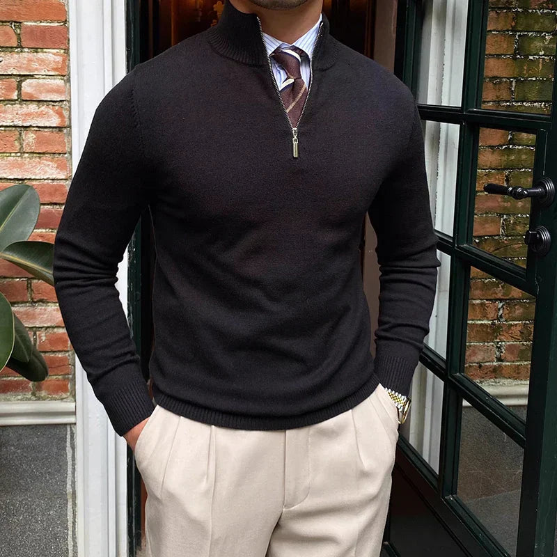 Herre Halv Zip Sweater – Smart Casual Efterår Vinter Strik