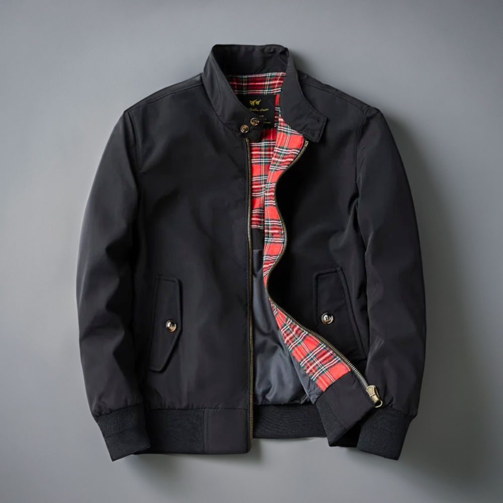 Herre Harrington Jakke – Zip-Front Bomber Stil med Ståkrave