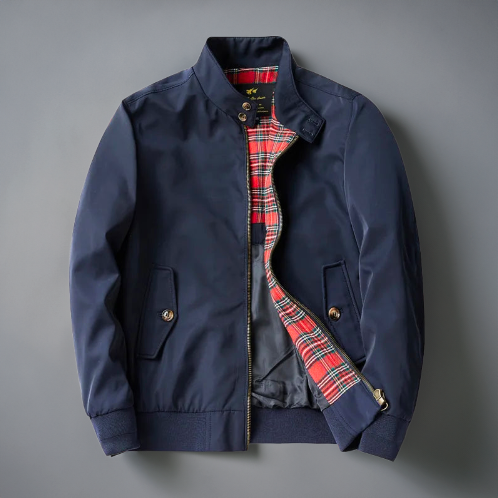 Herre Harrington Jakke – Zip-Front Bomber Stil med Ståkrave