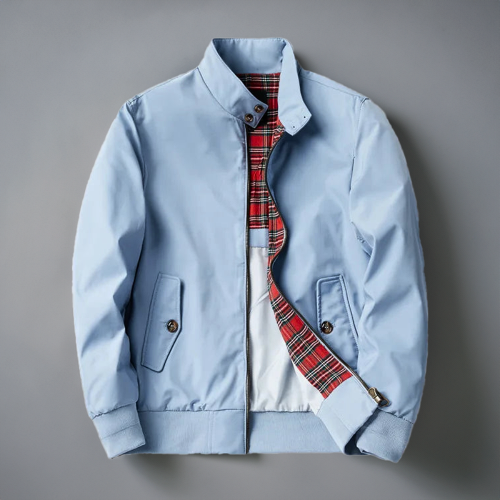 Herre Harrington Jakke – Zip-Front Bomber Stil med Ståkrave