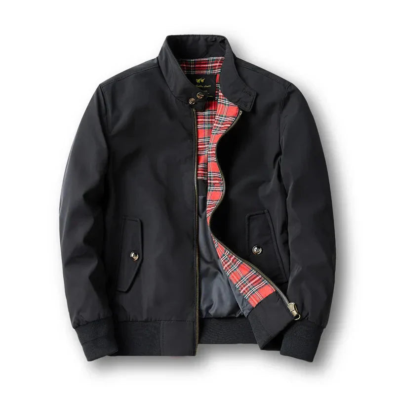 Herre Harrington Jakke – Zip-Front Bomber Stil med Ståkrave