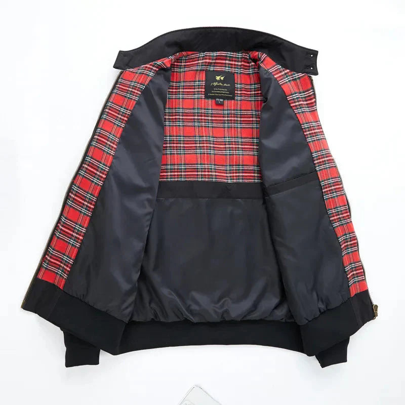 Herre Harrington Jakke – Zip-Front Bomber Stil med Ståkrave