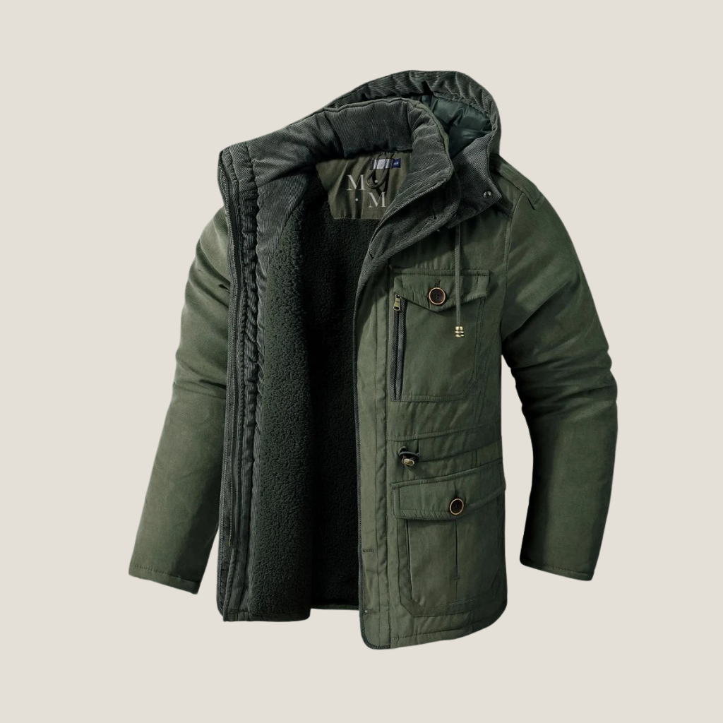 Herre Hættetrøje Vinterjakke – Isoleret Parka Stil med Multi-Lomme Design til Koldt Vejr
