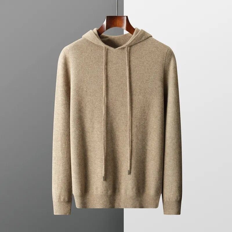 Herre Hoodie Sweater – Minimalistisk Strik, Snoretræk Hætte