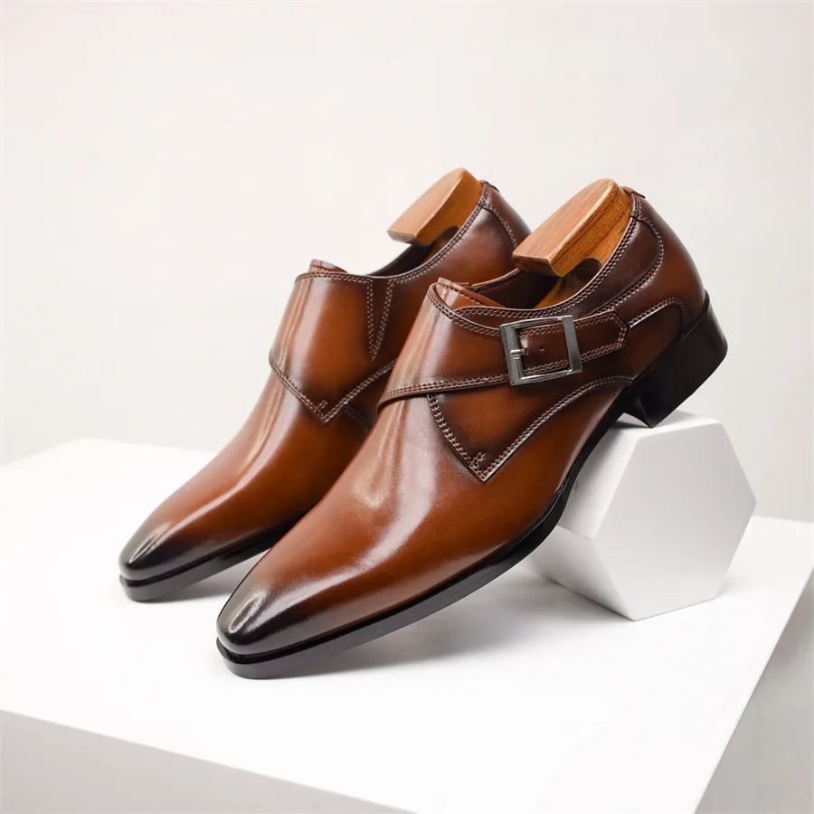 Herre Italienske Monk Strap Dress Shoes – Klassisk Spænde Detalje