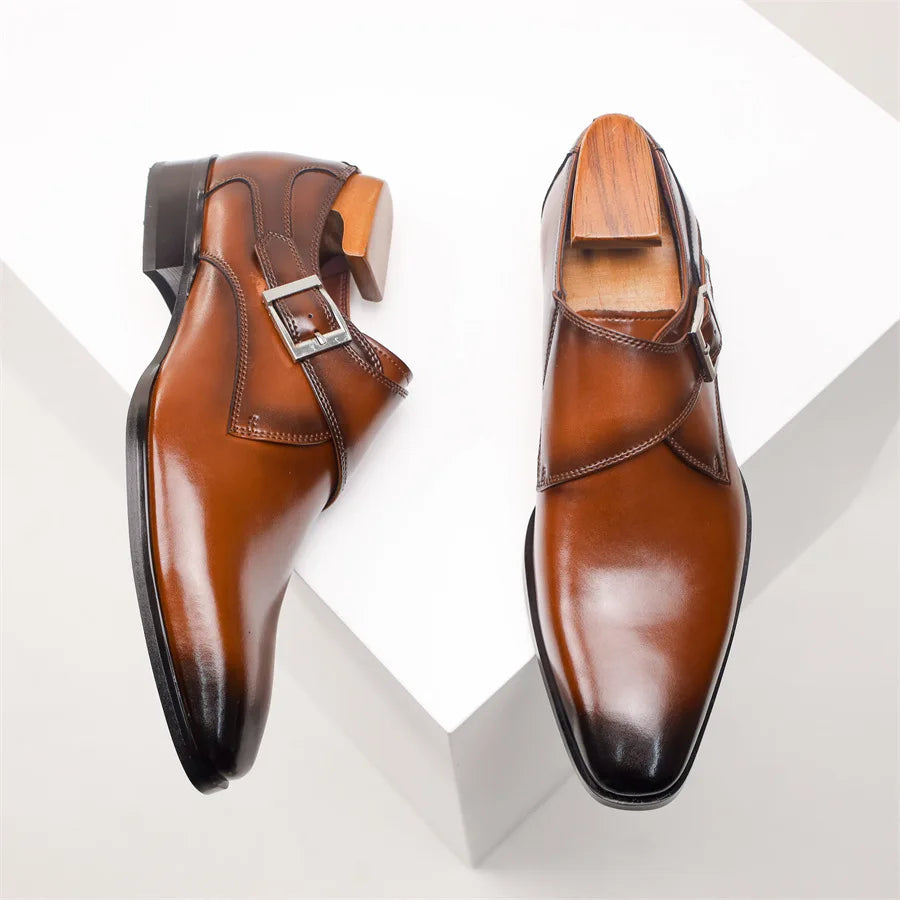 Herre Italienske Monk Strap Dress Shoes – Klassisk Spænde Detalje
