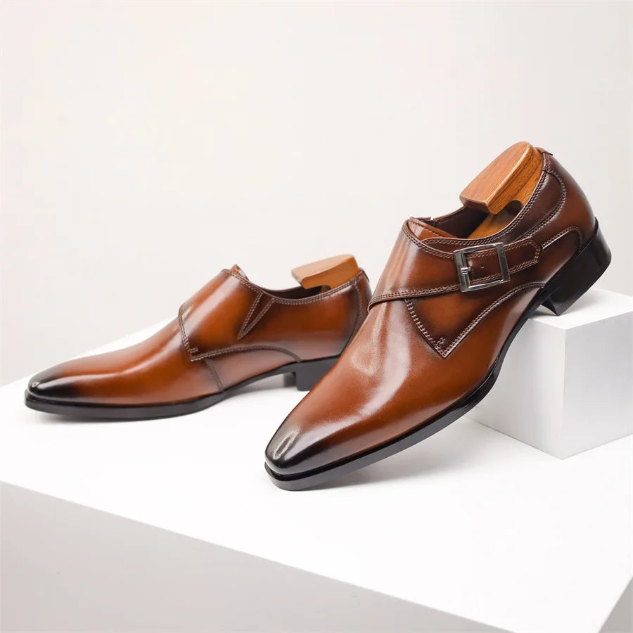 Herre Italienske Monk Strap Dress Shoes – Klassisk Spænde Detalje