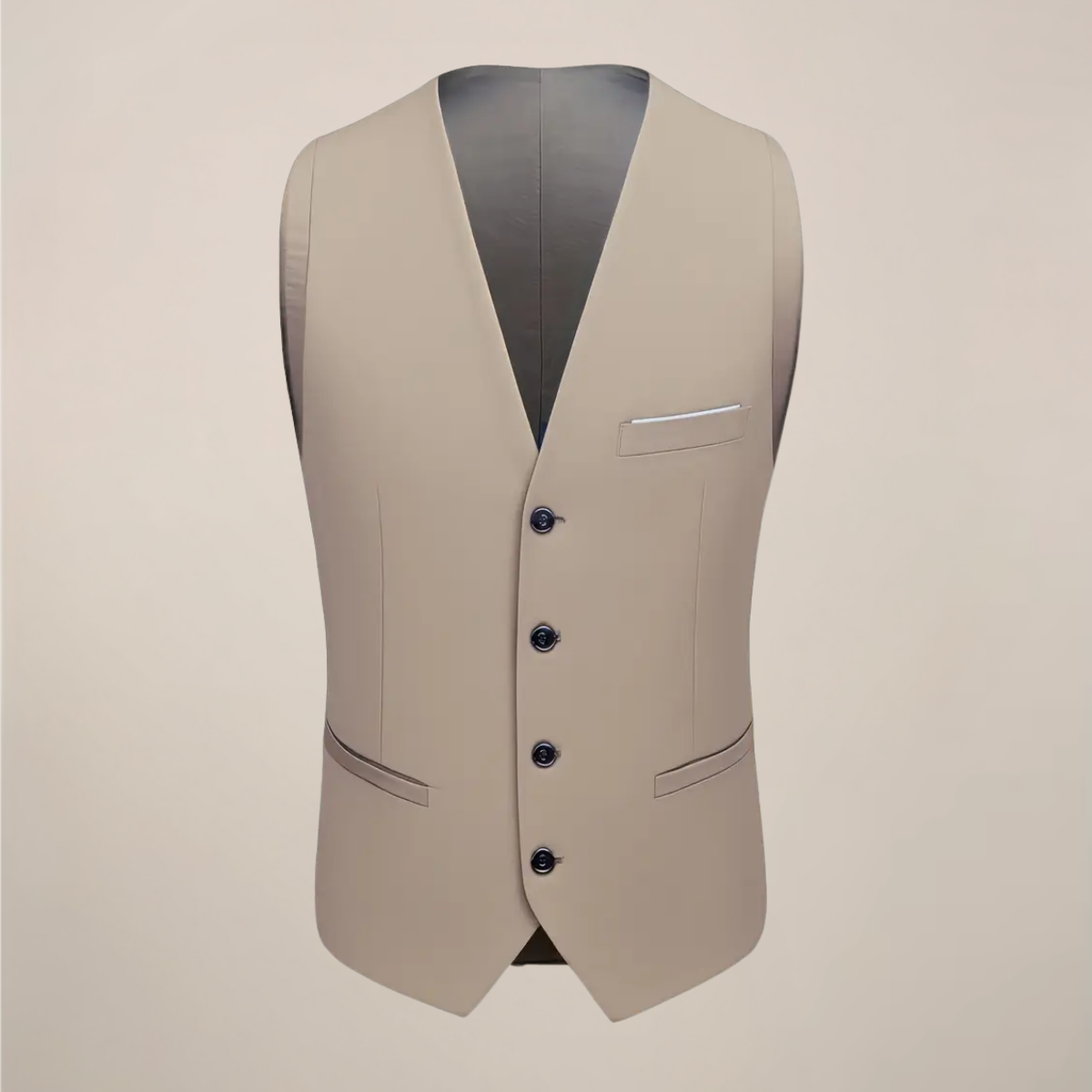 Herre Khaki Tre-delt Jakkesæt – Slim Fit Tuxedo til Bryllupper og Formelle Anledninger