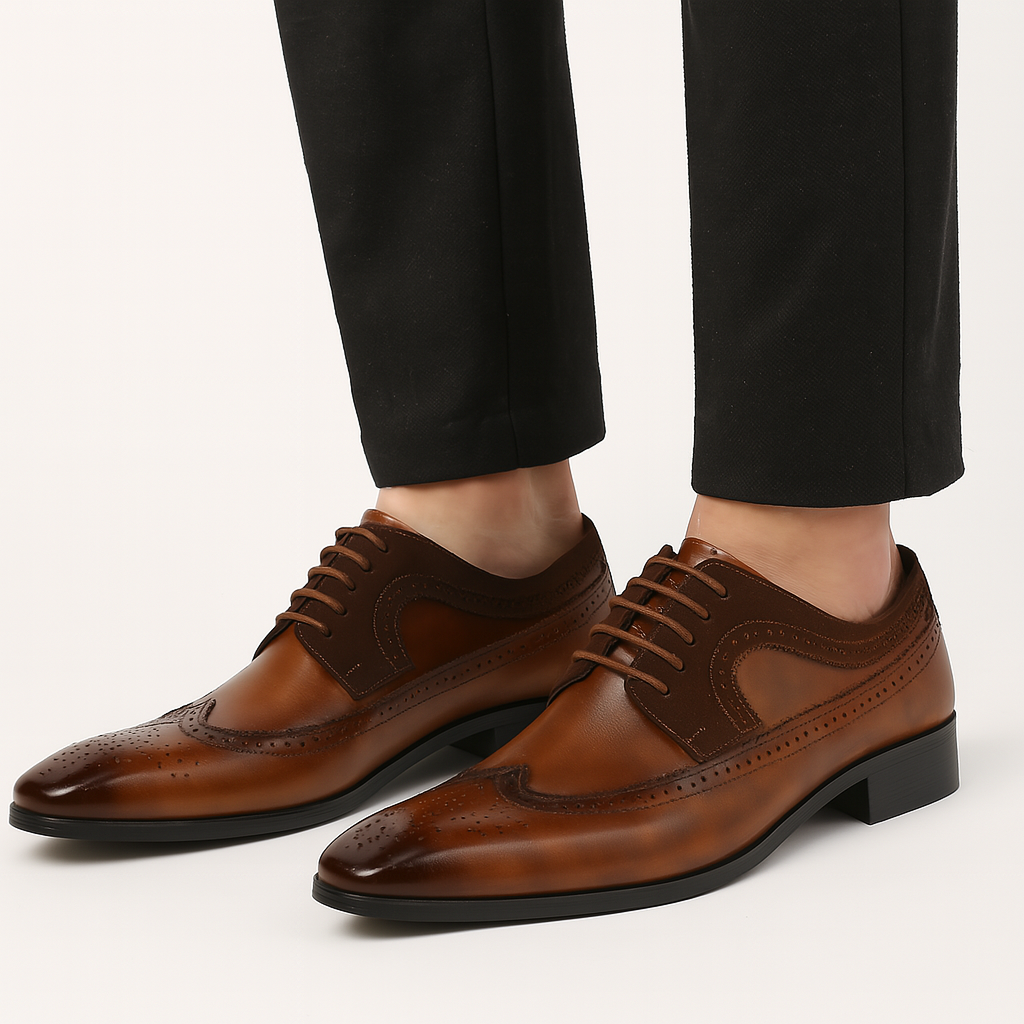 Herre Oxford Dress Sko med Wingtip Brogue Detaljer – Formelle og Smart Casual