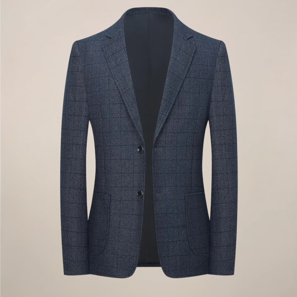Herre Plaid Blazer – Skræddersyet Check Jakke med Slå-krave og Lommer