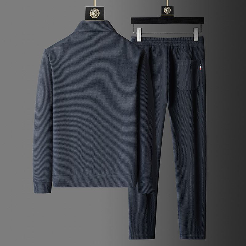 Herre Tracksuit Sæt – Lynlås Jakke og Taperede Joggers til Smart Casual Brug