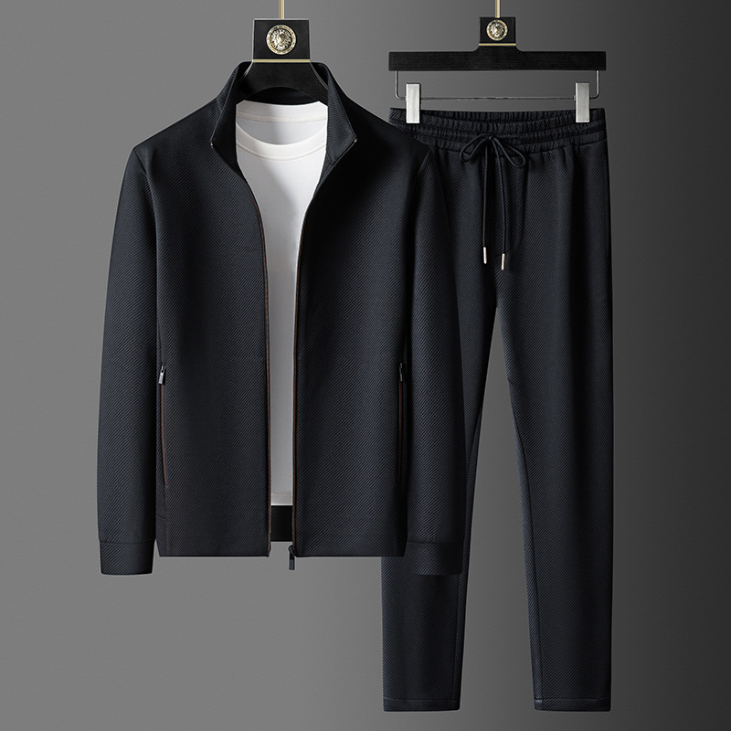 Herre Tracksuit Sæt – Lynlås Jakke og Taperede Joggers til Smart Casual Brug