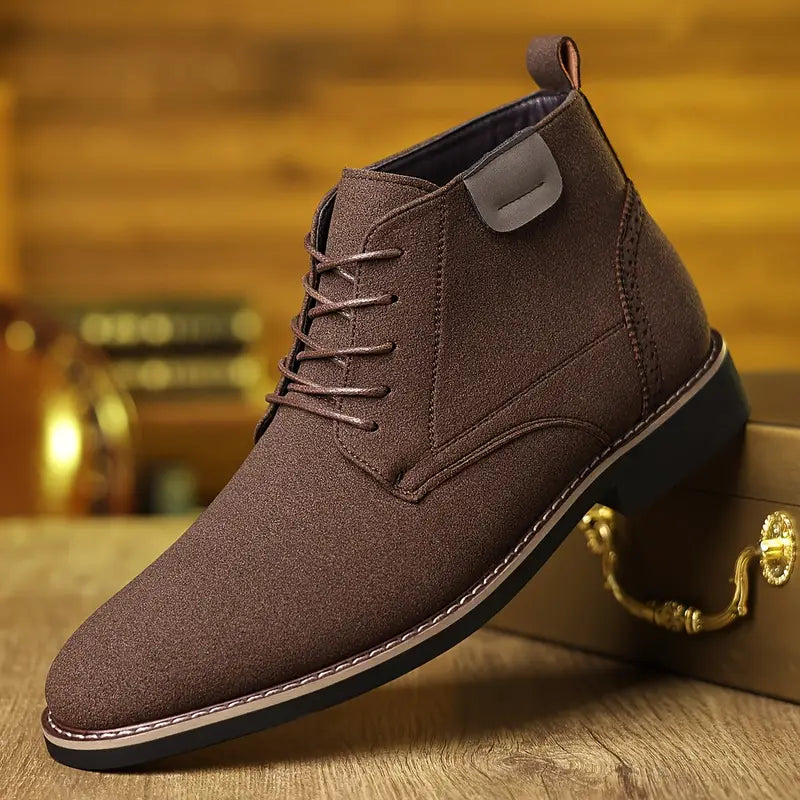 Mænds Retro Mid-Top Snørebåndssko – Spids Tå med Gummisål