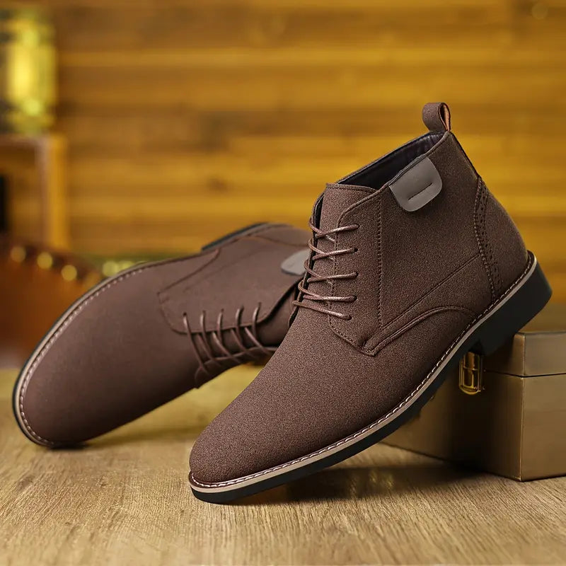 Mænds Retro Mid-Top Snørebåndssko – Spids Tå med Gummisål