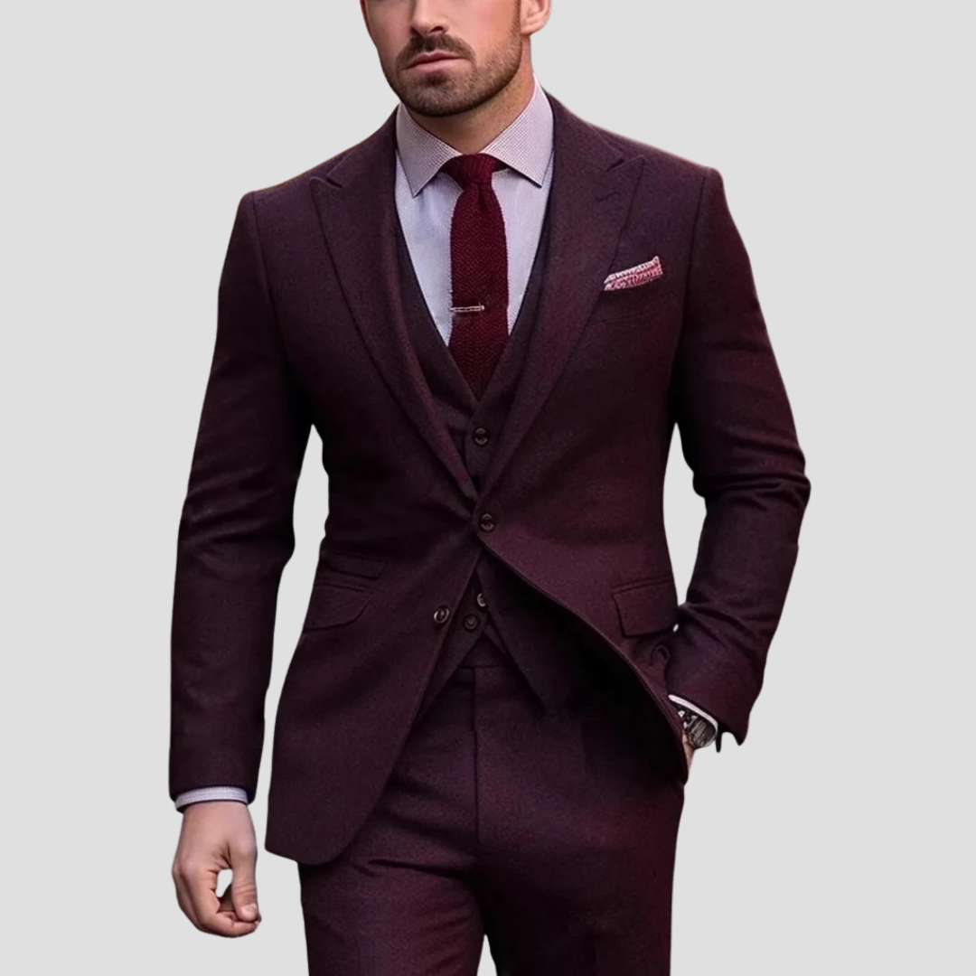 Herreslim-fit tre-delt jakkesæt – Skræddersyet, notch lapel