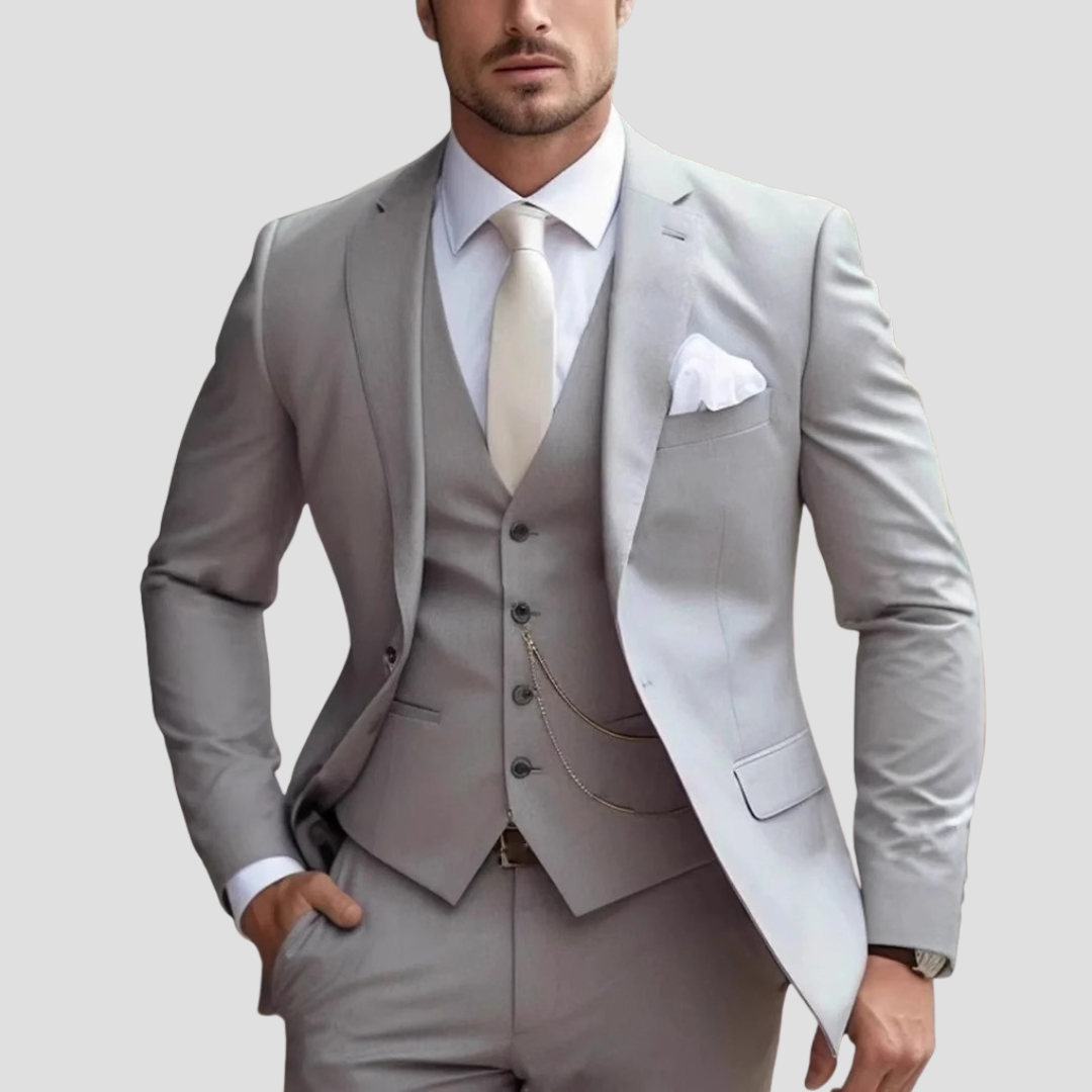 Herreslim-fit tre-delt jakkesæt – Skræddersyet, notch lapel