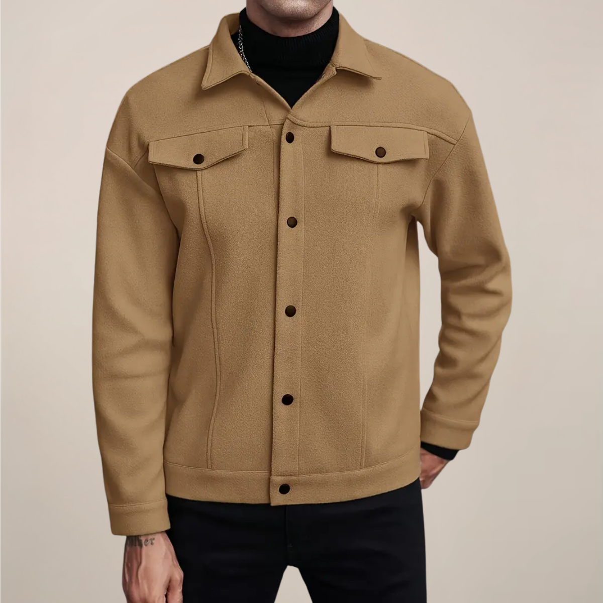Herresmart casual jakke – Knap-op kort frakke til efterår og vinter lag-på-lag