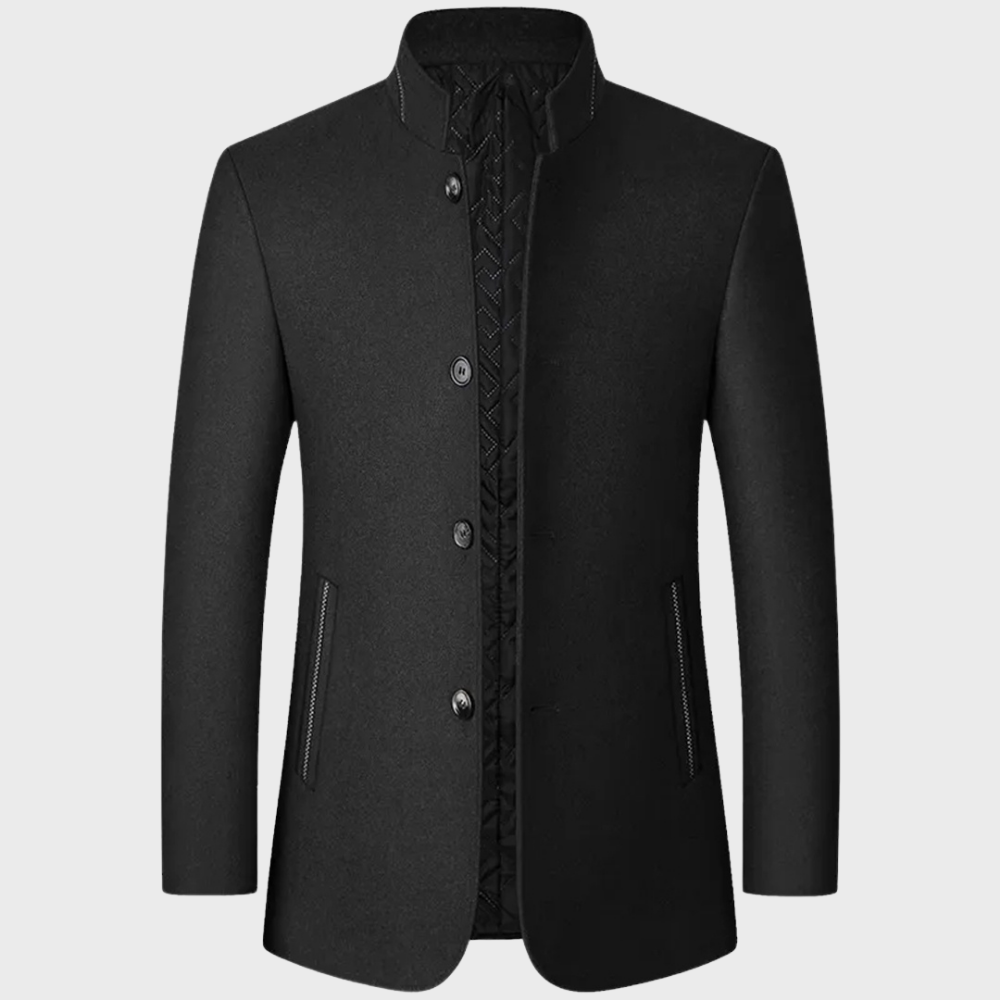 Herre Stand Krave Forretningsfrakke med Sidelommer – Skræddersyet Smart-Casual