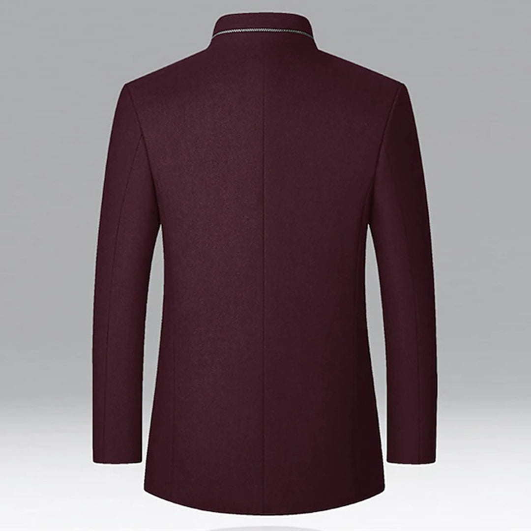 Herre Stand Krave Forretningsfrakke med Sidelommer – Skræddersyet Smart-Casual
