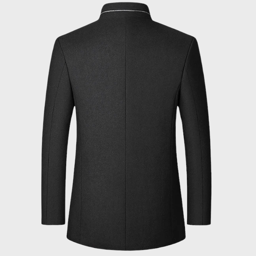 Herre Stand Krave Forretningsfrakke med Sidelommer – Skræddersyet Smart-Casual