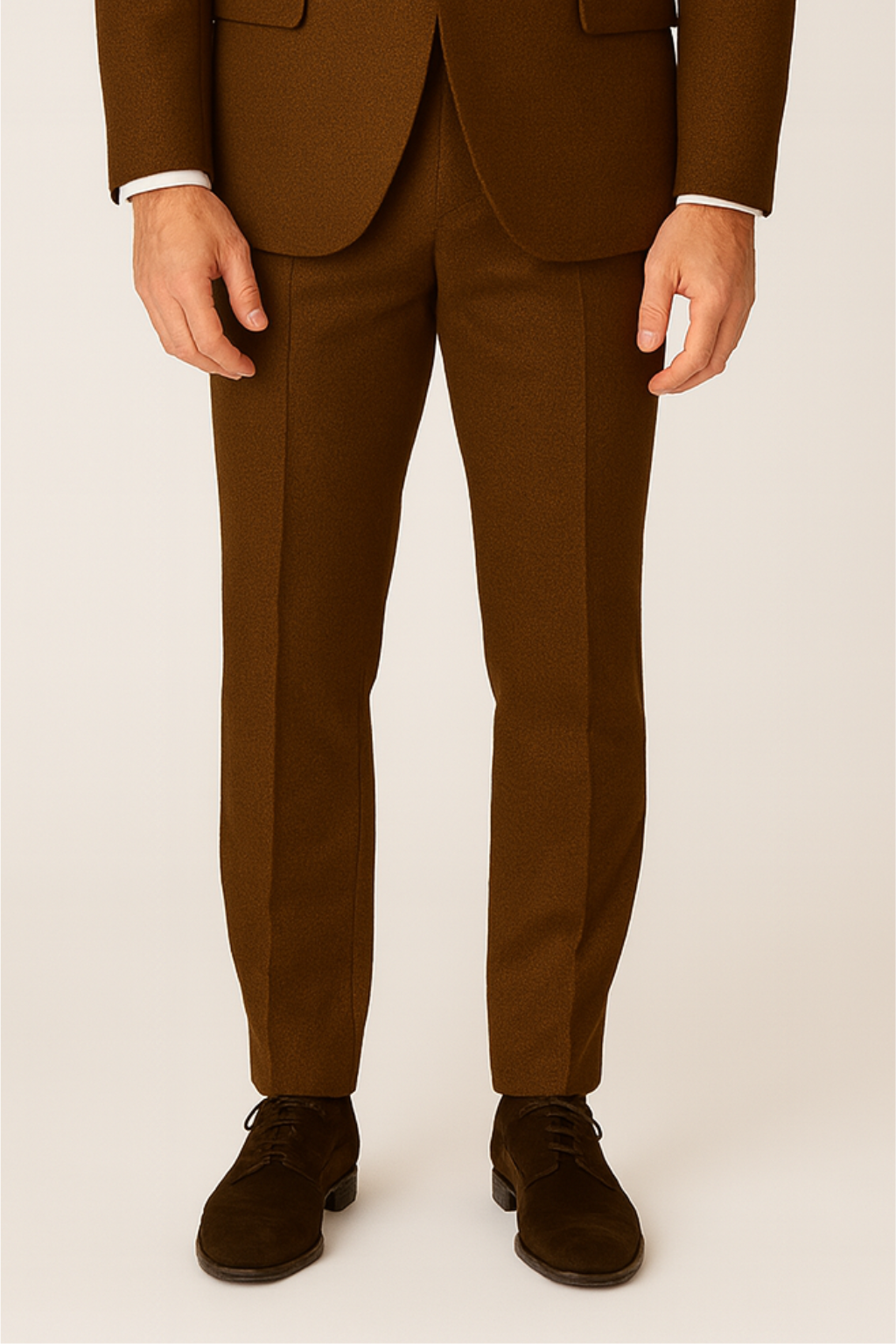 Herres Three-Piece Brun Tweed Jakkesæt – Skræddersyet Blazer, Vest og Bukser