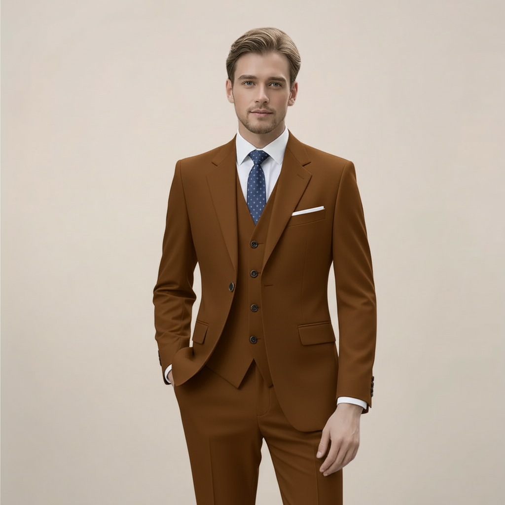 Herres Tre-delte Slim Fit Jakkesæt – Skræddersyet Formelt Sæt til Forretning & Bryllupper