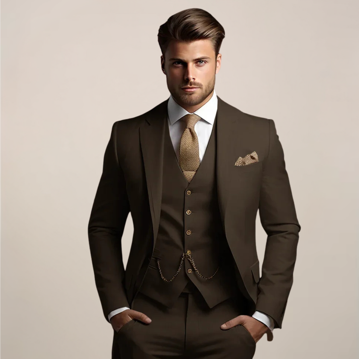 Herres Tre-delt Slim Fit Jakkesæt – Bryllups Smoking