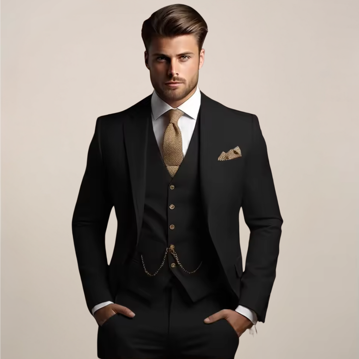 Herres Tre-delt Slim Fit Jakkesæt – Bryllups Smoking