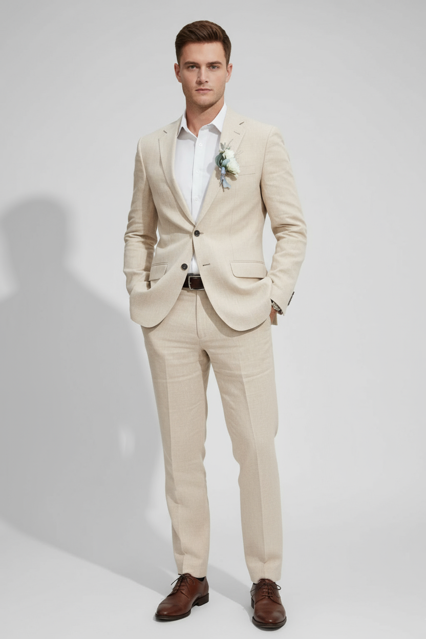 Herres Two-Piece Slim Fit Jakkesæt – Skræddersyet Bryllup & Formelt Sæt