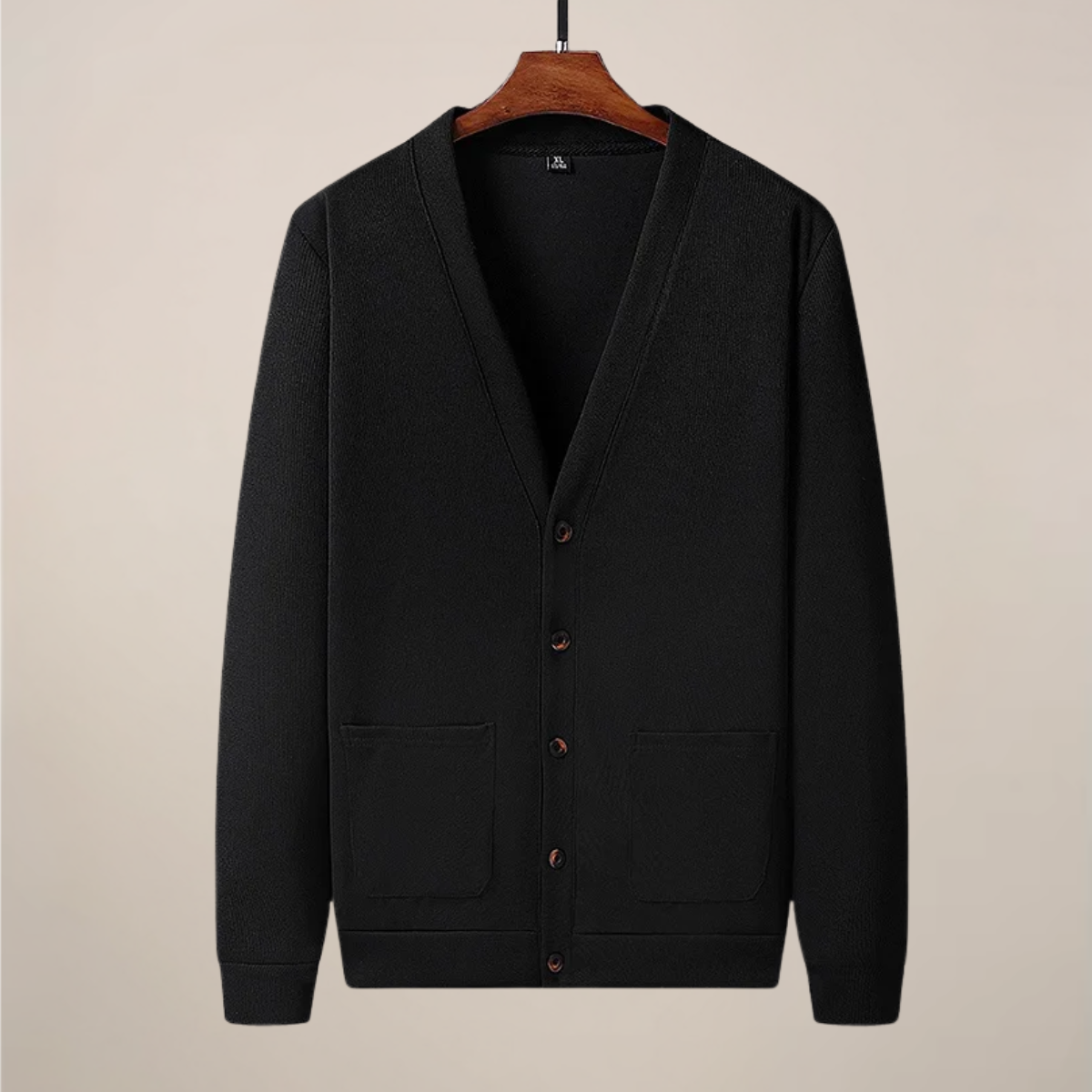 Herre V-hals Cardigan – Knappet Strik med Forlommer
