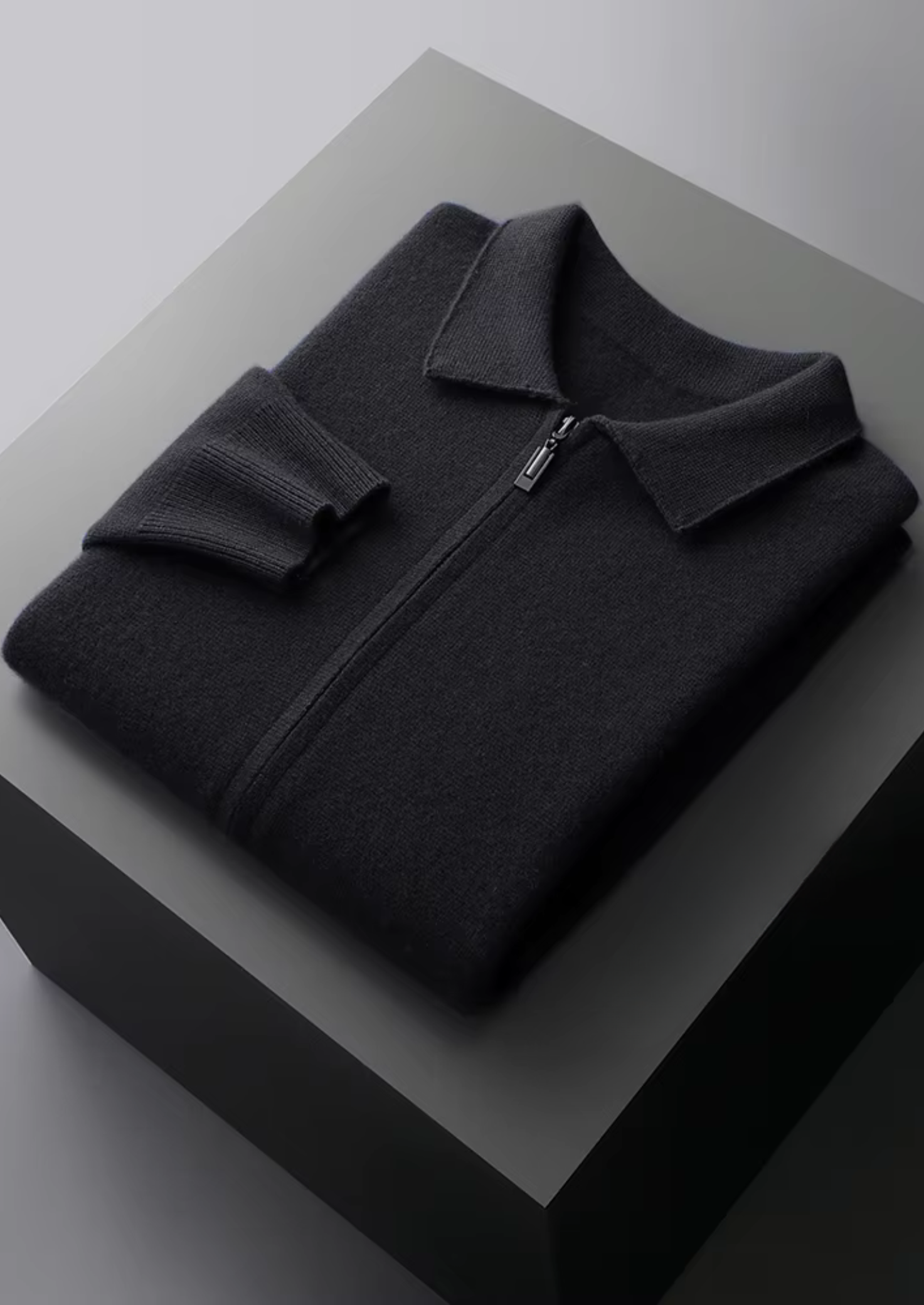 Herre Zip-Up Cardigan Sweater med Krave – All-Sæson Smart Casual Lag
