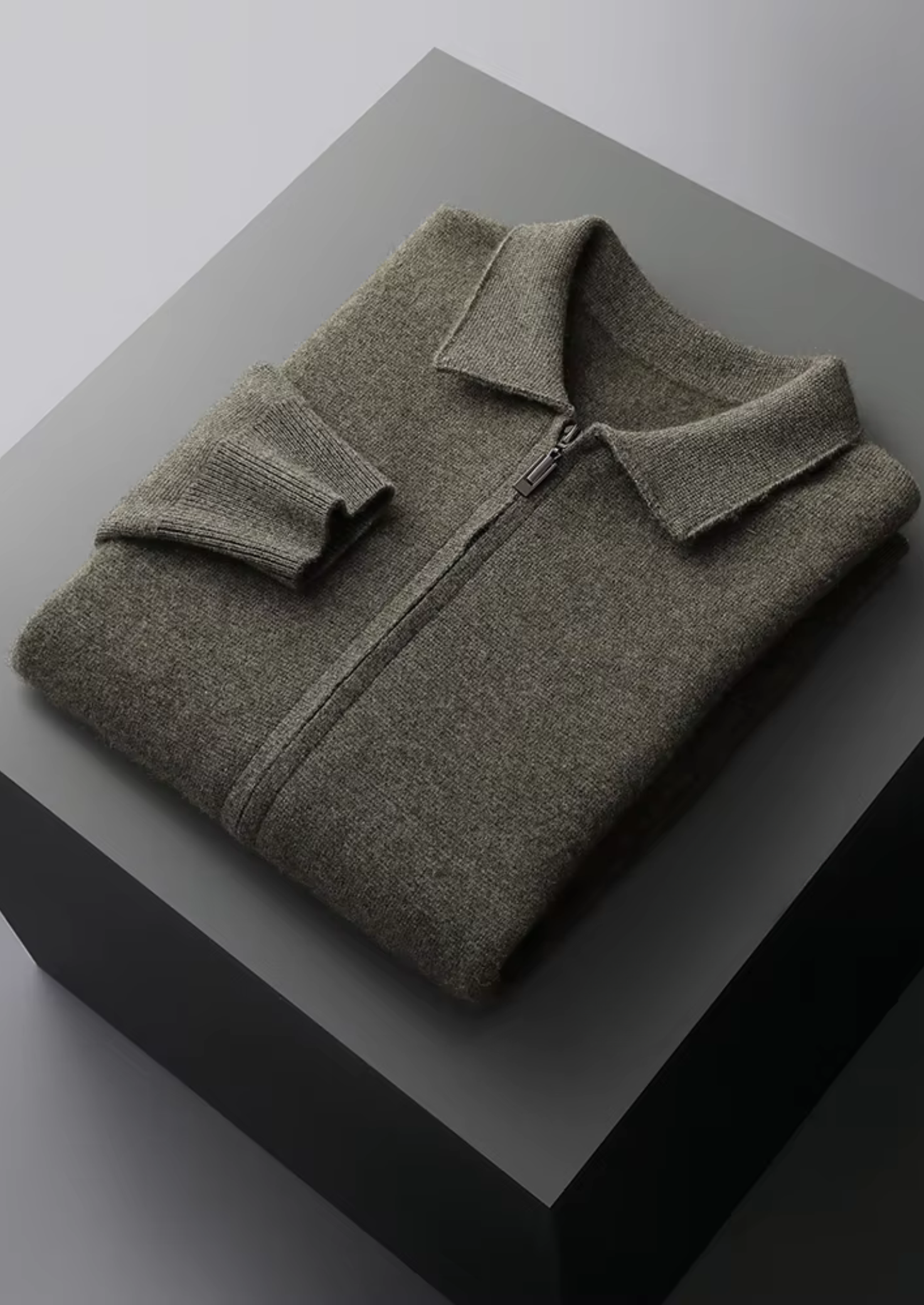Herre Zip-Up Cardigan Sweater med Krave – All-Sæson Smart Casual Lag