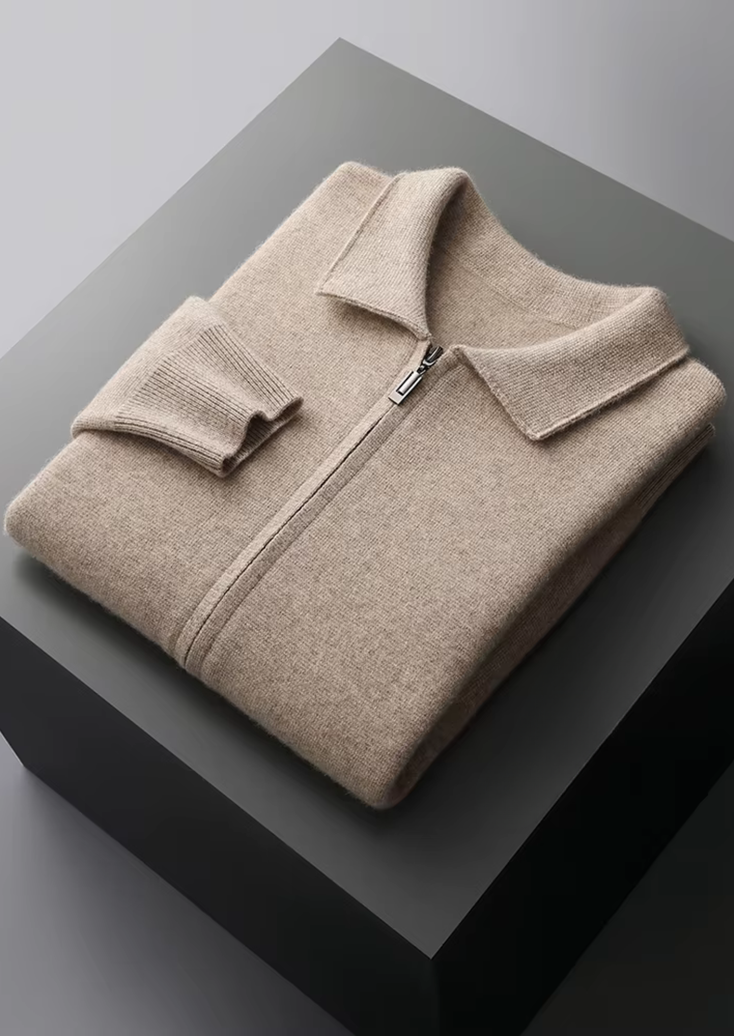Herre Zip-Up Cardigan Sweater med Krave – All-Sæson Smart Casual Lag