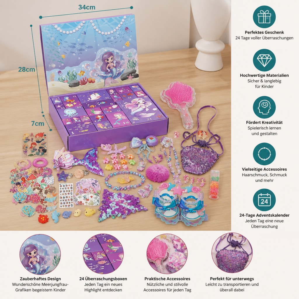 Mermaid Advent Calendar – 24 Days with Hair Accessories & Surprises