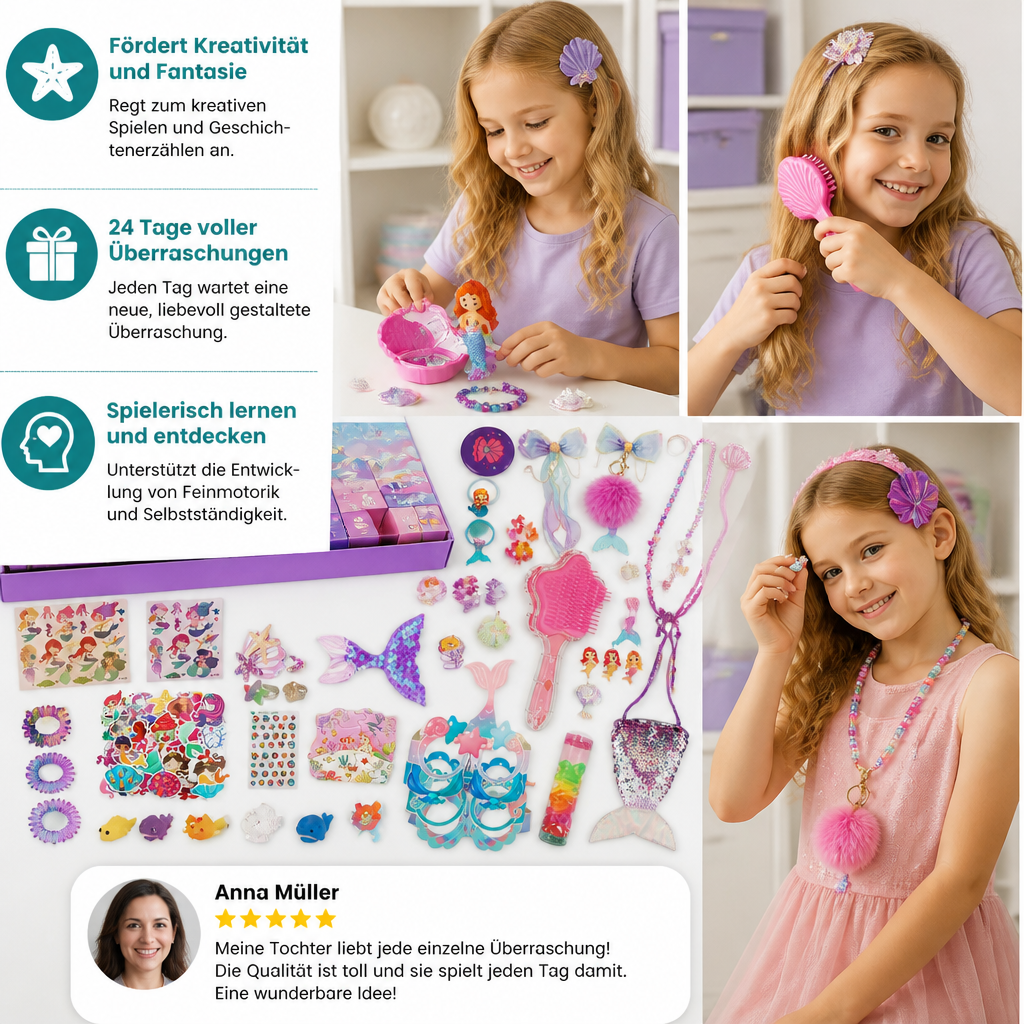 Mermaid Advent Calendar – 24 Days with Hair Accessories & Surprises