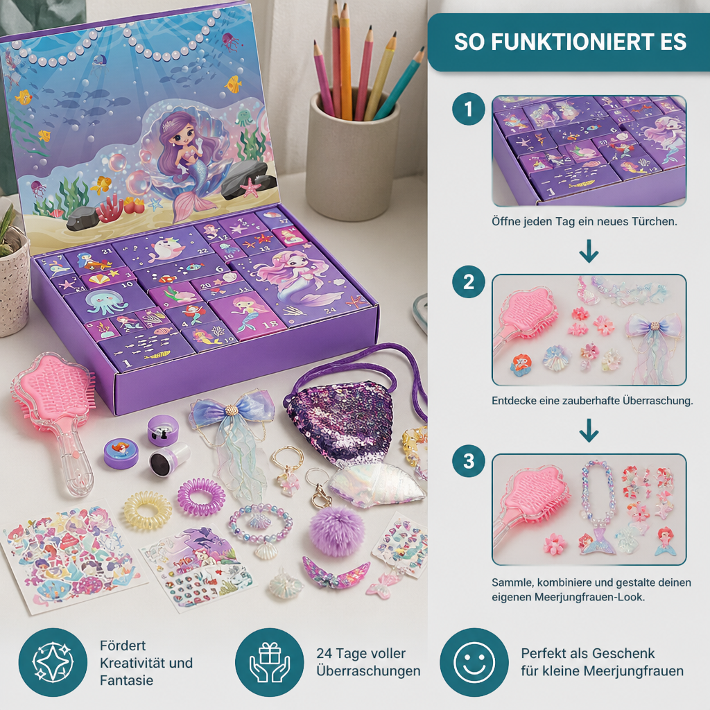 Mermaid Advent Calendar – 24 Days with Hair Accessories & Surprises
