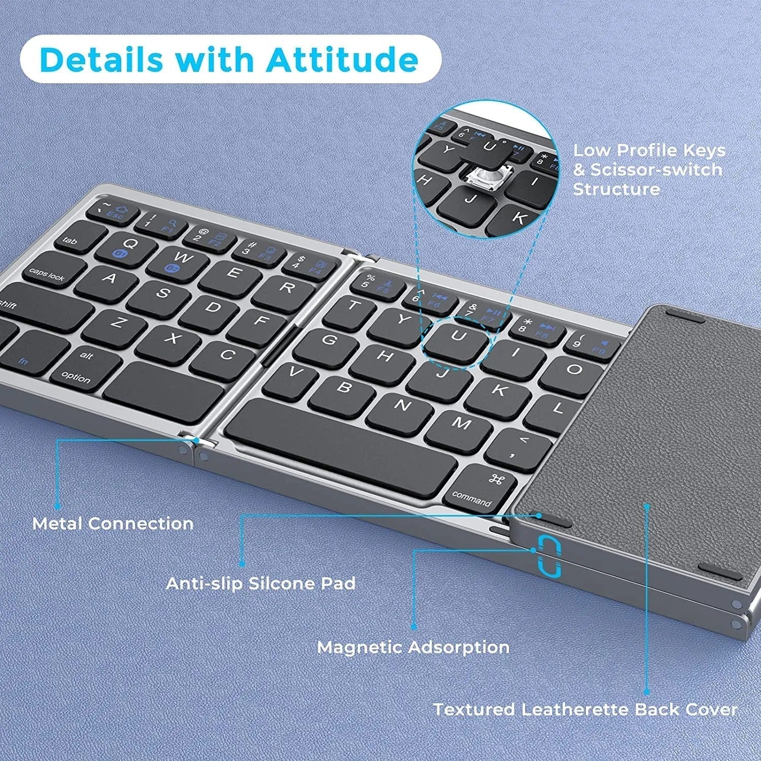 FoldPad Tastatur | Sammenklappeligt trådløst Bluetooth-tastatur-zarada.dk