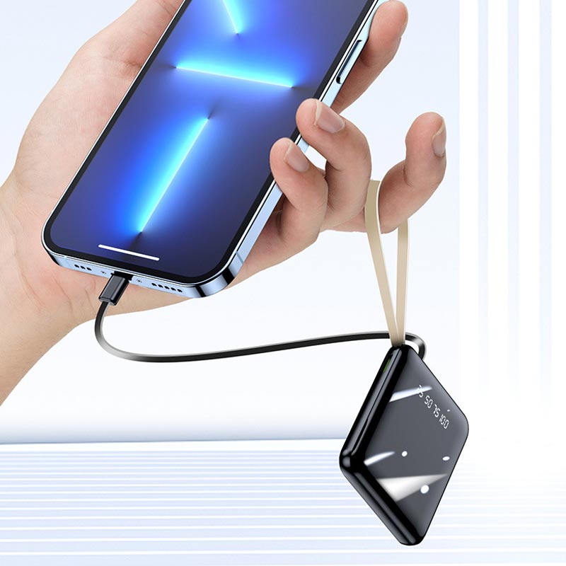 Mini Powerbank 20000mAh med Integrerede Kabler