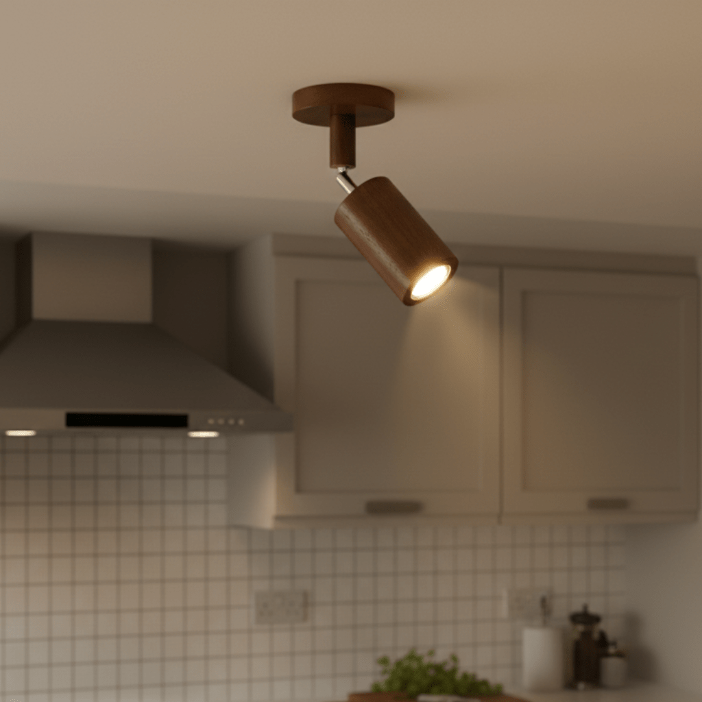 Minimalistisk Loftslampe i Træ med Justerbar Lysretning