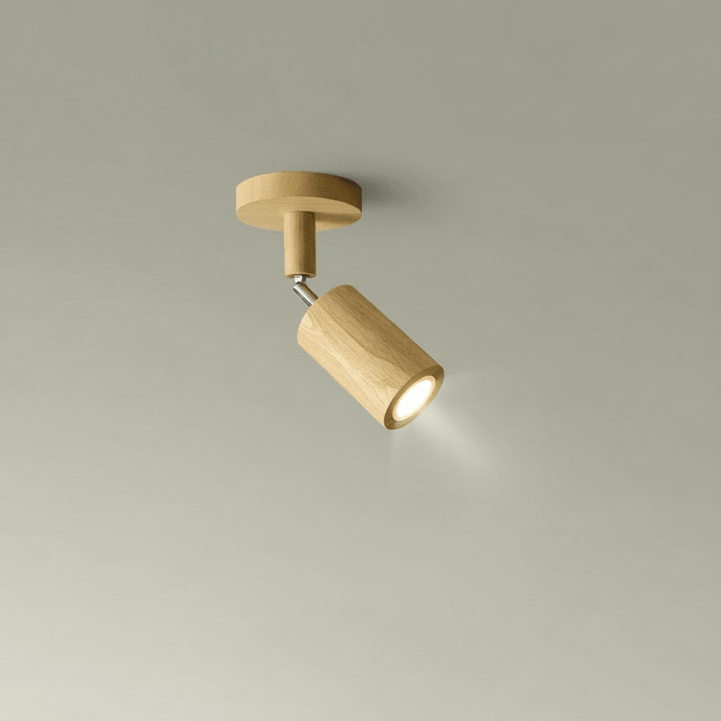 Minimalistisk Loftslampe i Træ med Justerbar Lysretning